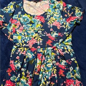 Floral Blue, Pink and Green Dress